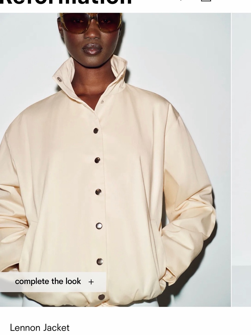 Reformation Butter Yellow Bomber Jacket with Snap Front